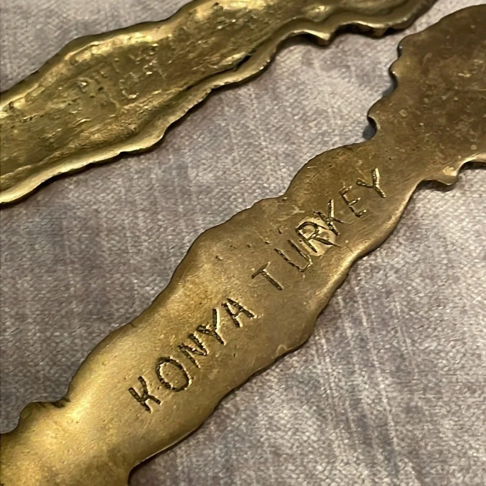 Antique Vintage 1950’s Brass Turkish Whirling Dervish Fork & Spoon Salad Decor